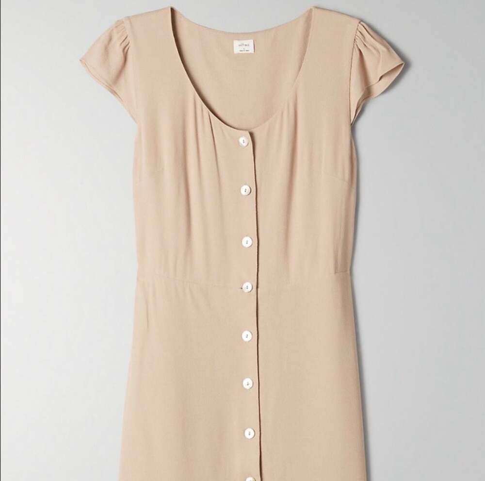Wilfred Aritzia Tan Button-Front Mini Dress Size S